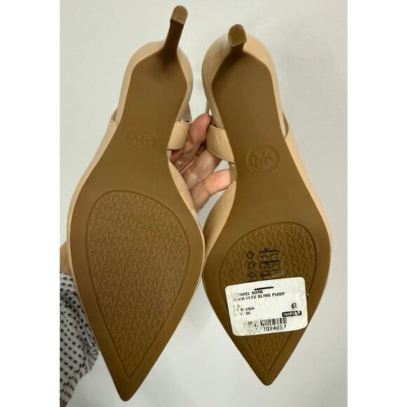 Michael Kors Alina Flex Sling Pump Pointy Toe Patent Leather Light Blush S 6.5 - Picture 6 of 10